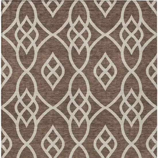 Chocolate And Ivory Trellis Washable Indoor Outdoor Area Rug Photo 6