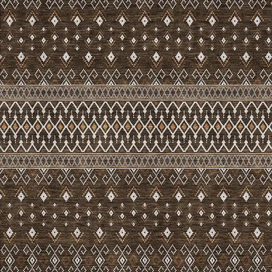 Chocolate And Ivory Tribal Washable Area Rug With UV Protection Photo 4