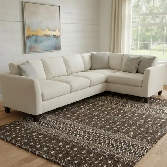 Chocolate And Ivory Tribal Washable Area Rug With UV Protection Photo 1