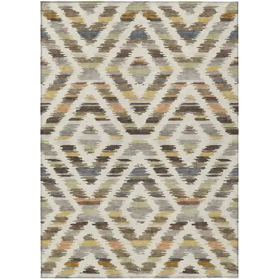 Chocolate And Ivory Tribal Washable Indoor Outdoor Area Rug Photo 8