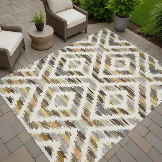 Chocolate And Ivory Tribal Washable Indoor Outdoor Area Rug Photo 7