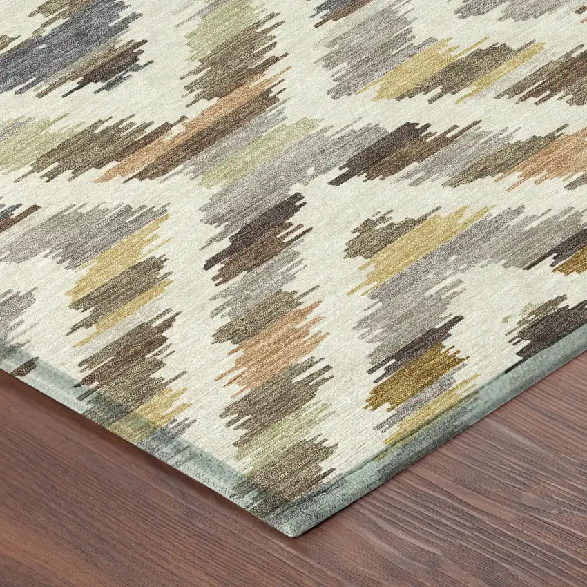 Chocolate And Ivory Tribal Washable Indoor Outdoor Area Rug Photo 9