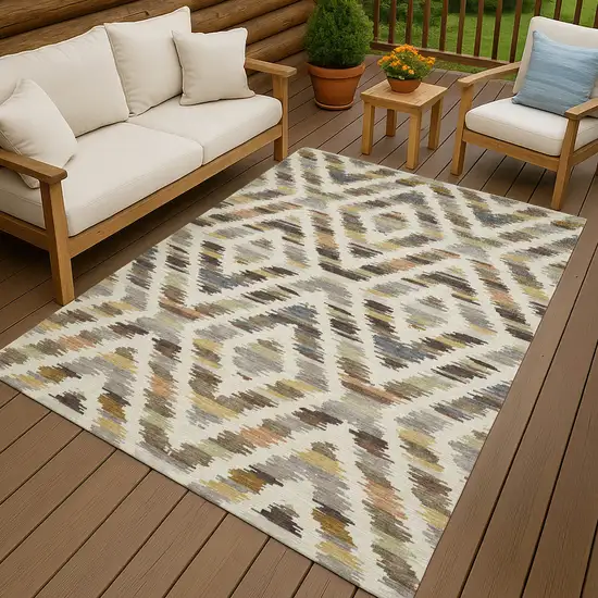 Chocolate And Ivory Tribal Washable Indoor Outdoor Area Rug Photo 4