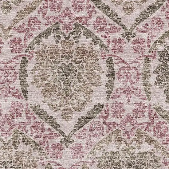 Chocolate And Mauve Medallion Washable Area Rug With UV Protection Photo 3