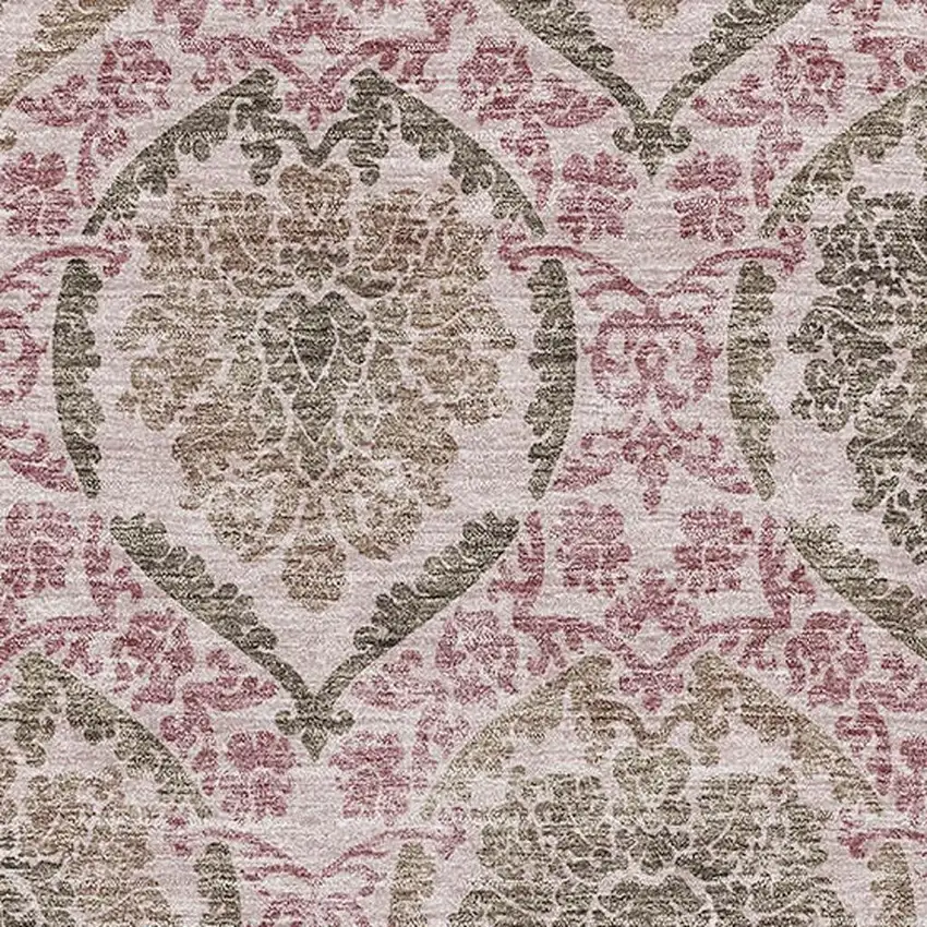 Chocolate And Mauve Medallion Washable Area Rug With UV Protection Photo 3