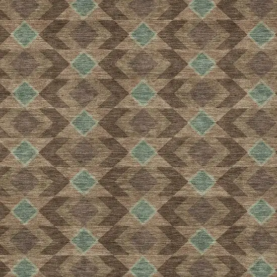 Chocolate And Navy Blue Geometric Washable Indoor Outdoor Area Rug Photo 5