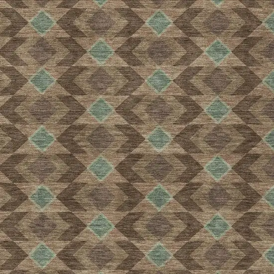 Chocolate And Navy Blue Geometric Washable Indoor Outdoor Area Rug Photo 3