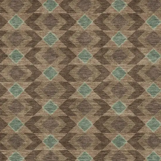 Chocolate And Navy Blue Geometric Washable Indoor Outdoor Area Rug Photo 5