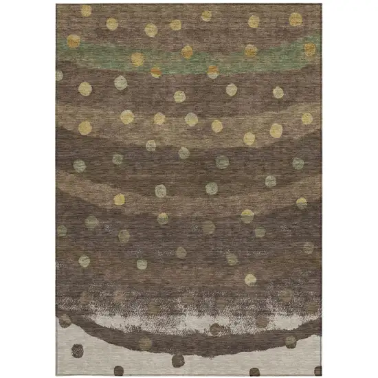Chocolate And Navy Blue Striped Washable Indoor Outdoor Area Rug Photo 4
