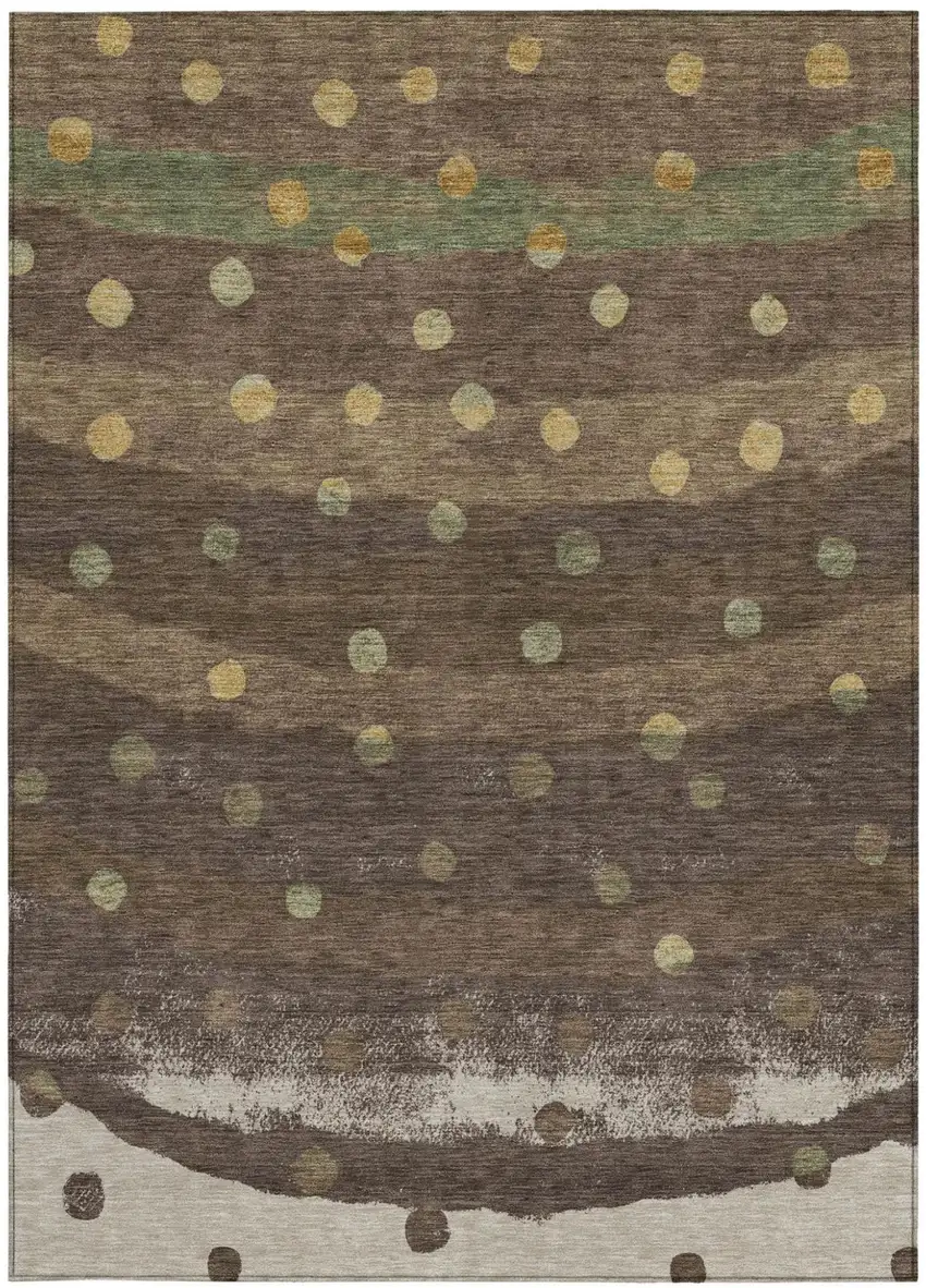 Chocolate And Navy Blue Striped Washable Indoor Outdoor Area Rug Photo 4