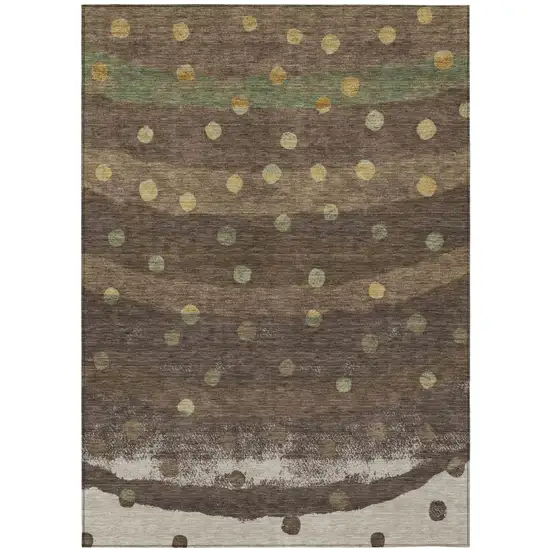 Chocolate And Navy Blue Striped Washable Indoor Outdoor Area Rug Photo 2
