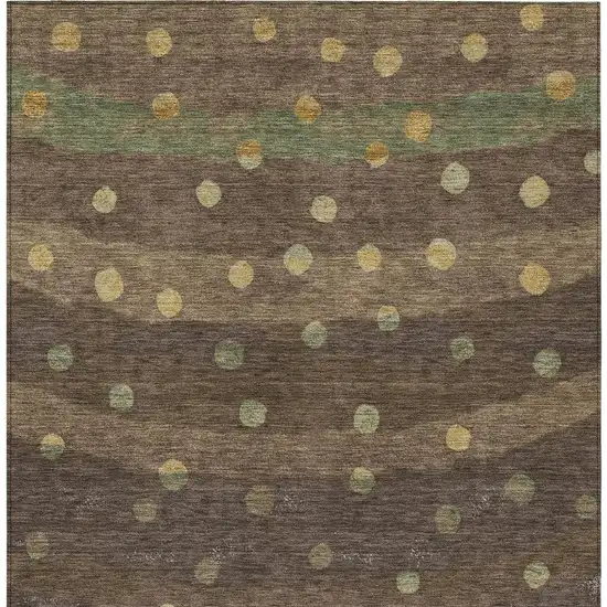 Chocolate And Navy Blue Striped Washable Indoor Outdoor Area Rug Photo 4