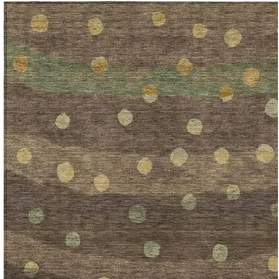 Chocolate And Navy Blue Striped Washable Indoor Outdoor Area Rug Photo 5