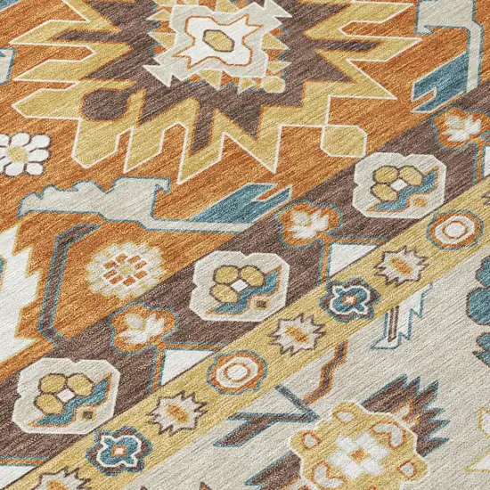 Chocolate And Orange Cactus Washable Indoor Outdoor Area Rug Photo 5