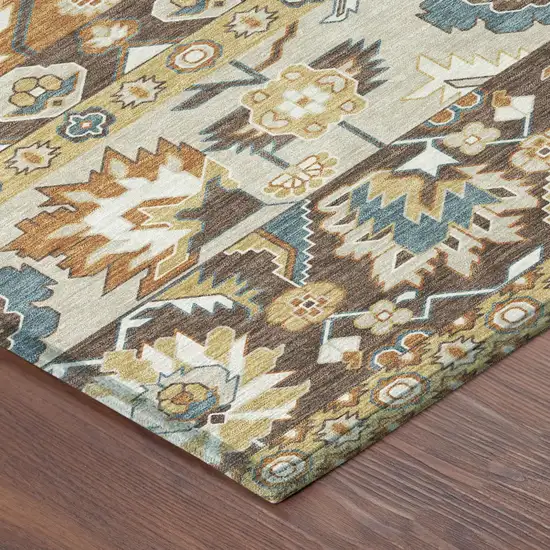 Chocolate And Orange Cactus Washable Indoor Outdoor Area Rug Photo 4