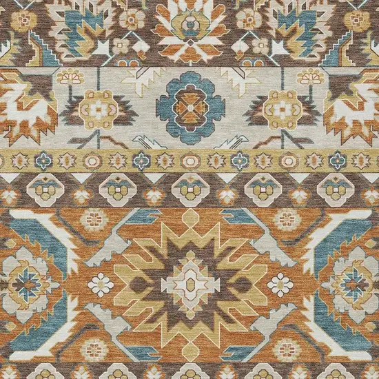 Chocolate And Orange Cactus Washable Indoor Outdoor Area Rug Photo 2
