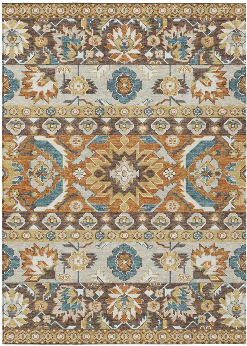 Chocolate And Orange Cactus Washable Indoor Outdoor Area Rug Photo 1