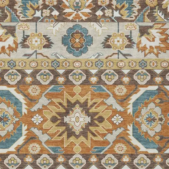 Chocolate And Orange Cactus Washable Indoor Outdoor Area Rug Photo 2