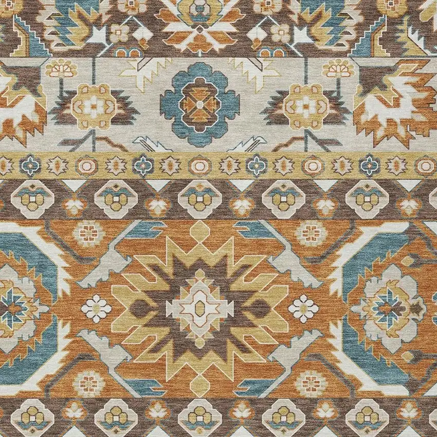 Chocolate And Orange Cactus Washable Indoor Outdoor Area Rug Photo 2