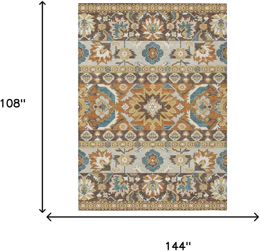 Chocolate And Orange Cactus Washable Indoor Outdoor Area Rug Photo 6