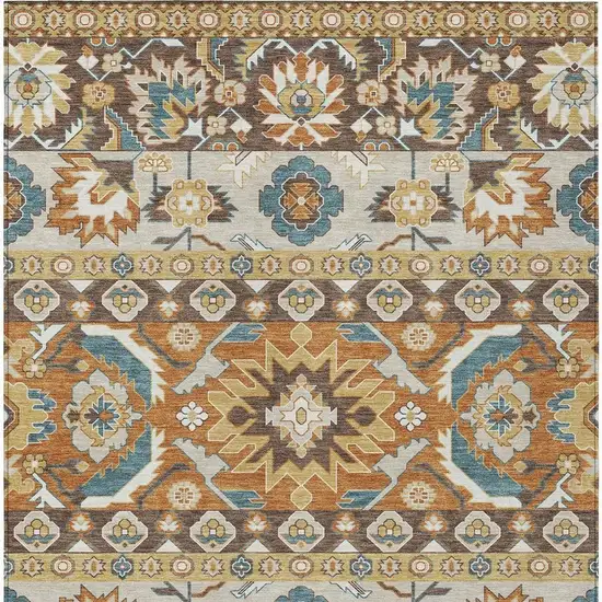 Chocolate And Orange Cactus Washable Indoor Outdoor Area Rug Photo 3