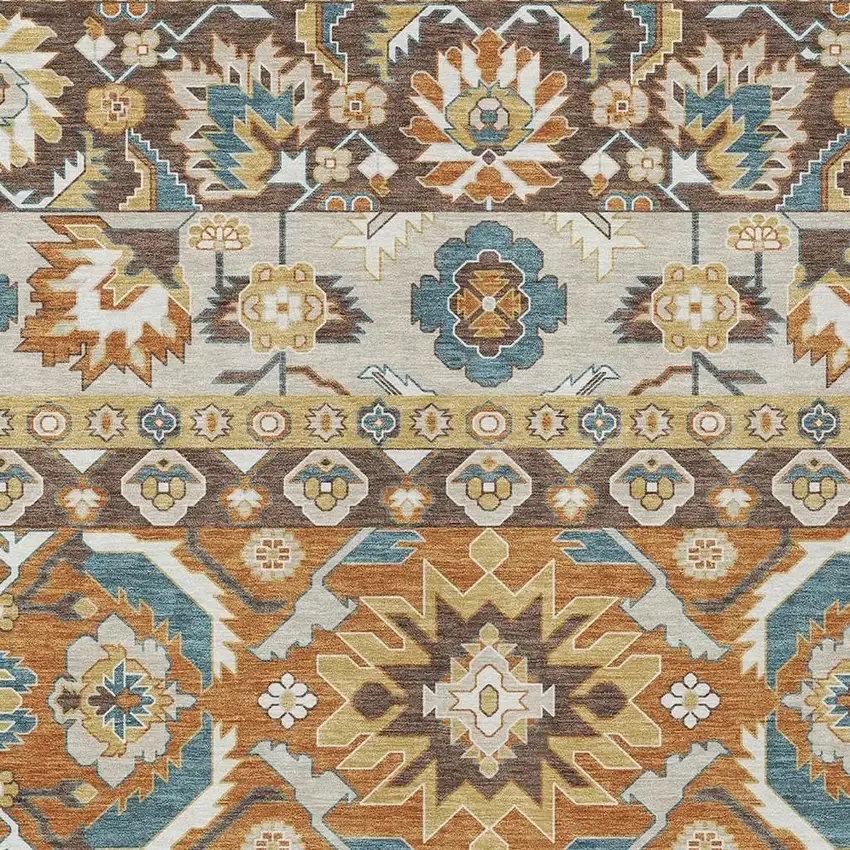 Chocolate And Orange Cactus Washable Indoor Outdoor Area Rug Photo 2
