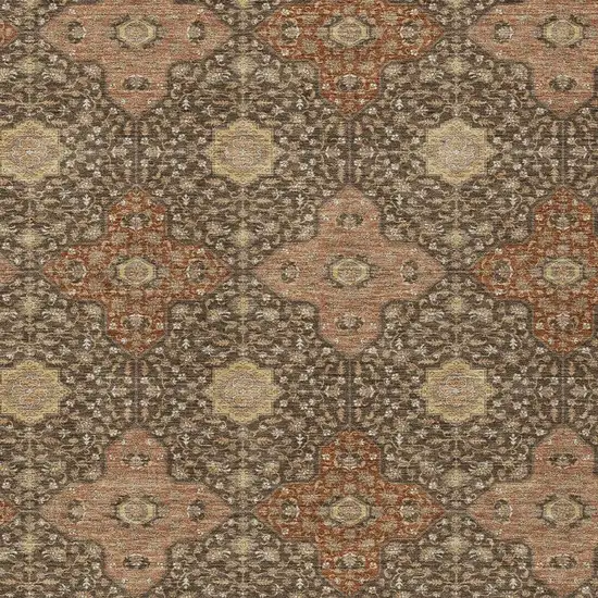 Chocolate And Orange Damask Washable Indoor Outdoor Area Rug Photo 3