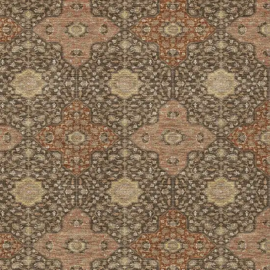 Chocolate And Orange Damask Washable Indoor Outdoor Area Rug Photo 3