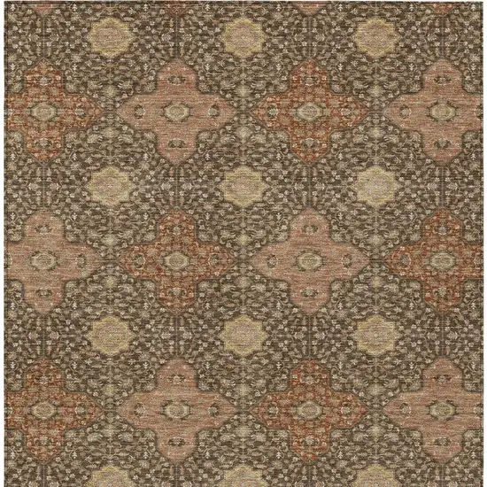Chocolate And Orange Damask Washable Indoor Outdoor Area Rug Photo 4