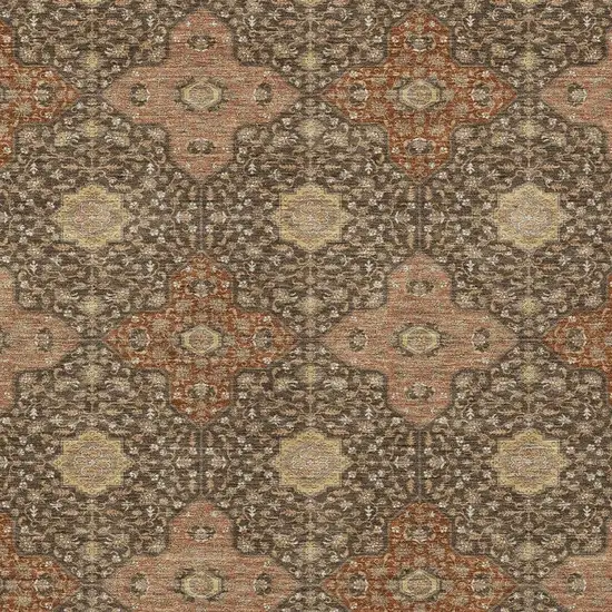 Chocolate And Orange Damask Washable Indoor Outdoor Area Rug Photo 3