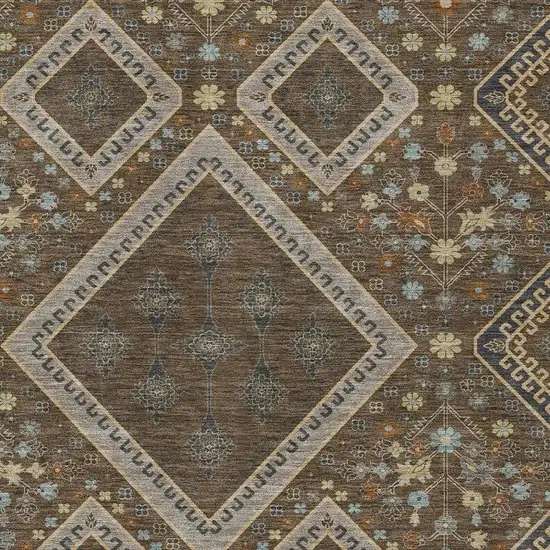 Chocolate And Orange Medallion Washable Indoor Outdoor Area Rug Photo 2