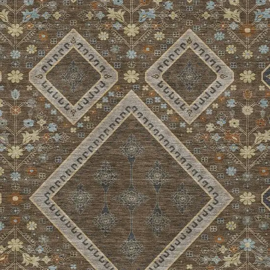 Chocolate And Orange Medallion Washable Indoor Outdoor Area Rug Photo 2