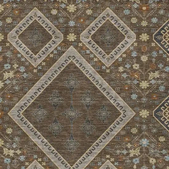 Chocolate And Orange Medallion Washable Indoor Outdoor Area Rug Photo 2