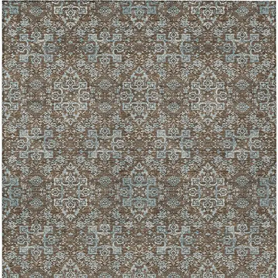 Chocolate And Pearl Oriental Washable Indoor Outdoor Area Rug Photo 4
