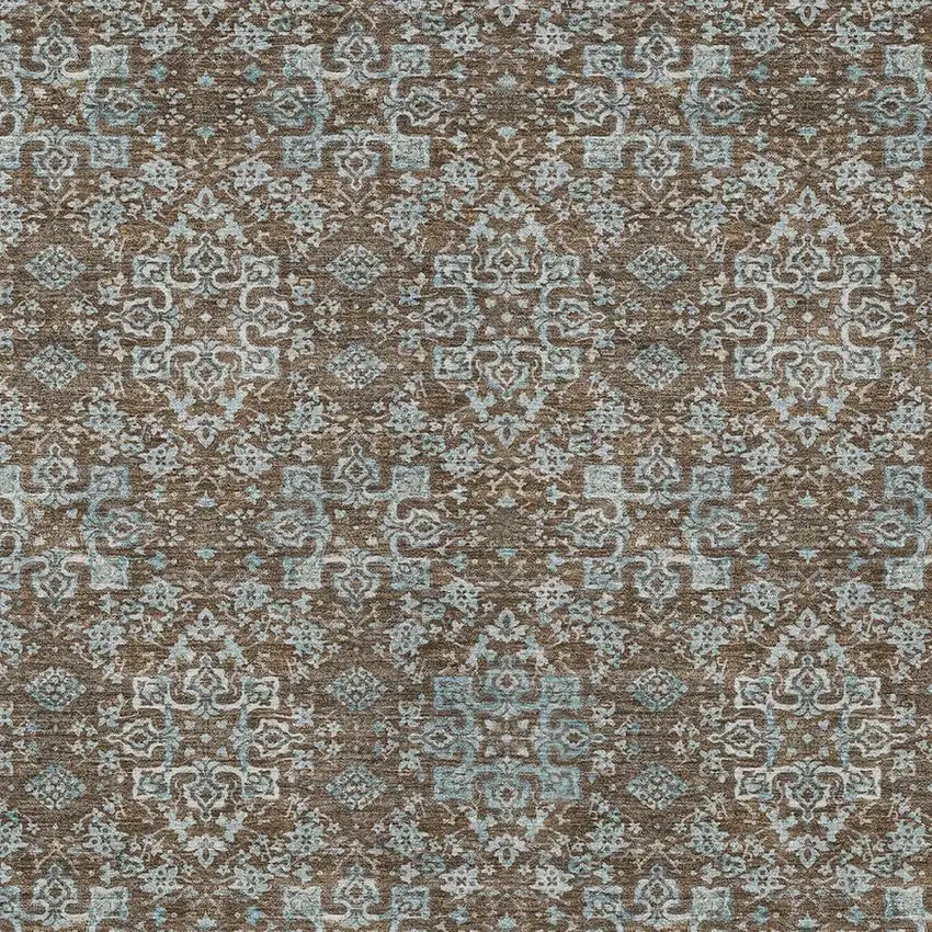 Chocolate And Pearl Oriental Washable Indoor Outdoor Area Rug Photo 3
