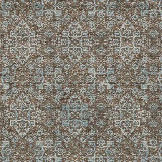 Chocolate And Pearl Oriental Washable Indoor Outdoor Area Rug Photo 3