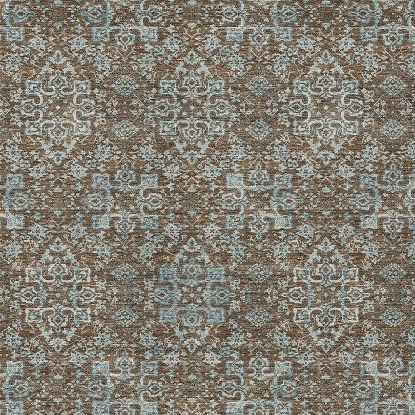 Chocolate And Pearl Oriental Washable Indoor Outdoor Area Rug Photo 3