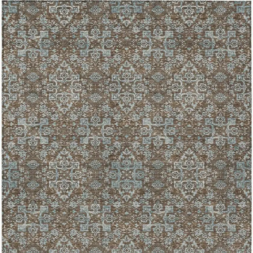 Chocolate And Pearl Oriental Washable Indoor Outdoor Area Rug Photo 3