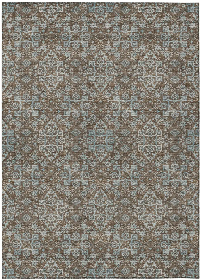 Chocolate And Pearl Oriental Washable Indoor Outdoor Area Rug Photo 2