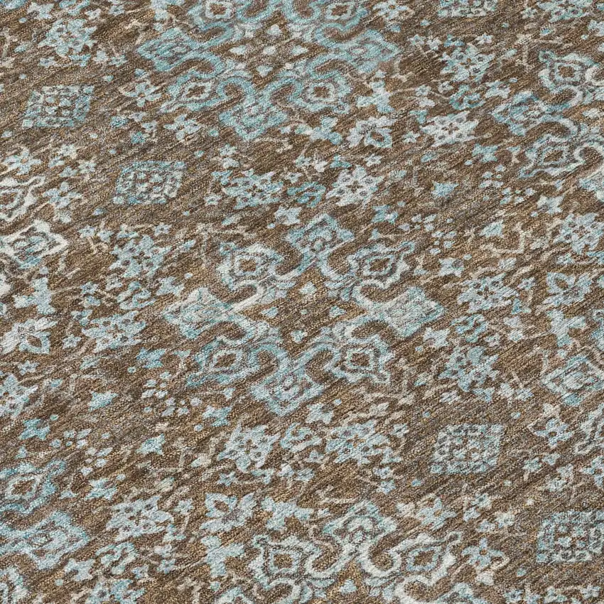 Chocolate And Pearl Oriental Washable Indoor Outdoor Area Rug Photo 6