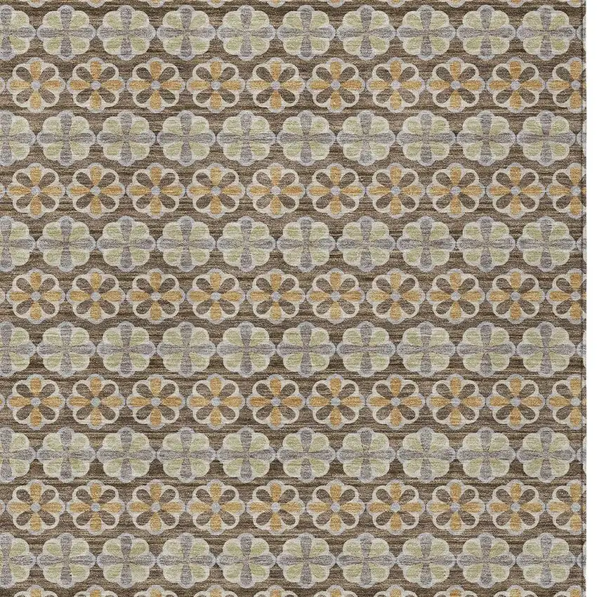 Chocolate And Purple Striped Washable Indoor Outdoor Area Rug Photo 4