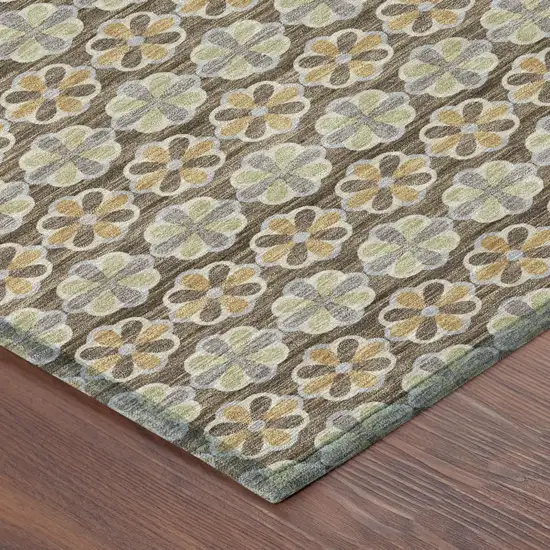 Chocolate And Purple Striped Washable Indoor Outdoor Area Rug Photo 6