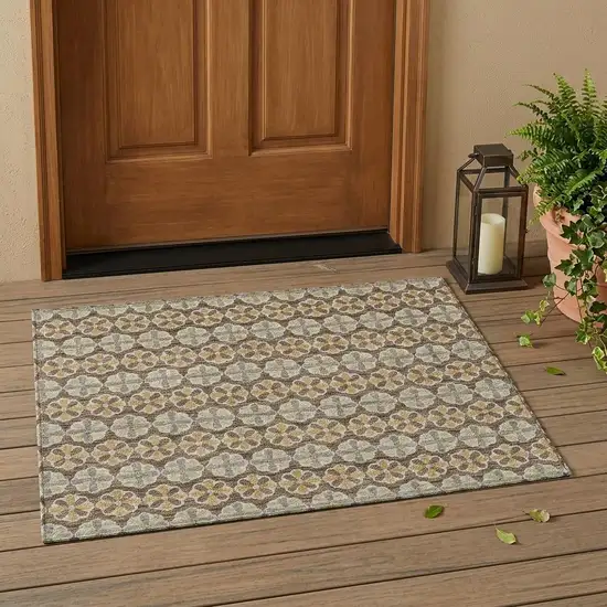 Chocolate And Purple Striped Washable Indoor Outdoor Area Rug Photo 1