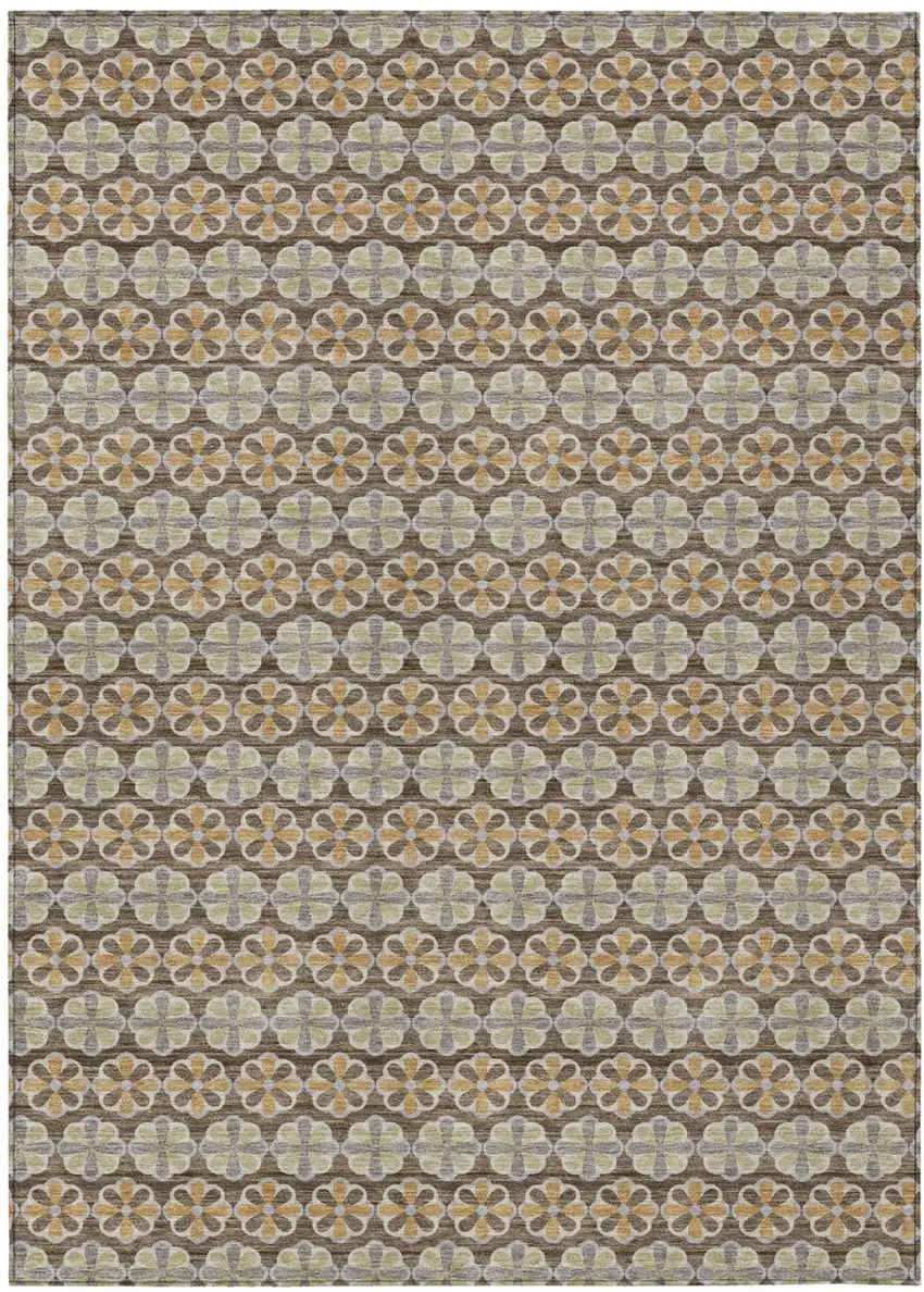 Chocolate And Purple Striped Washable Indoor Outdoor Area Rug Photo 2