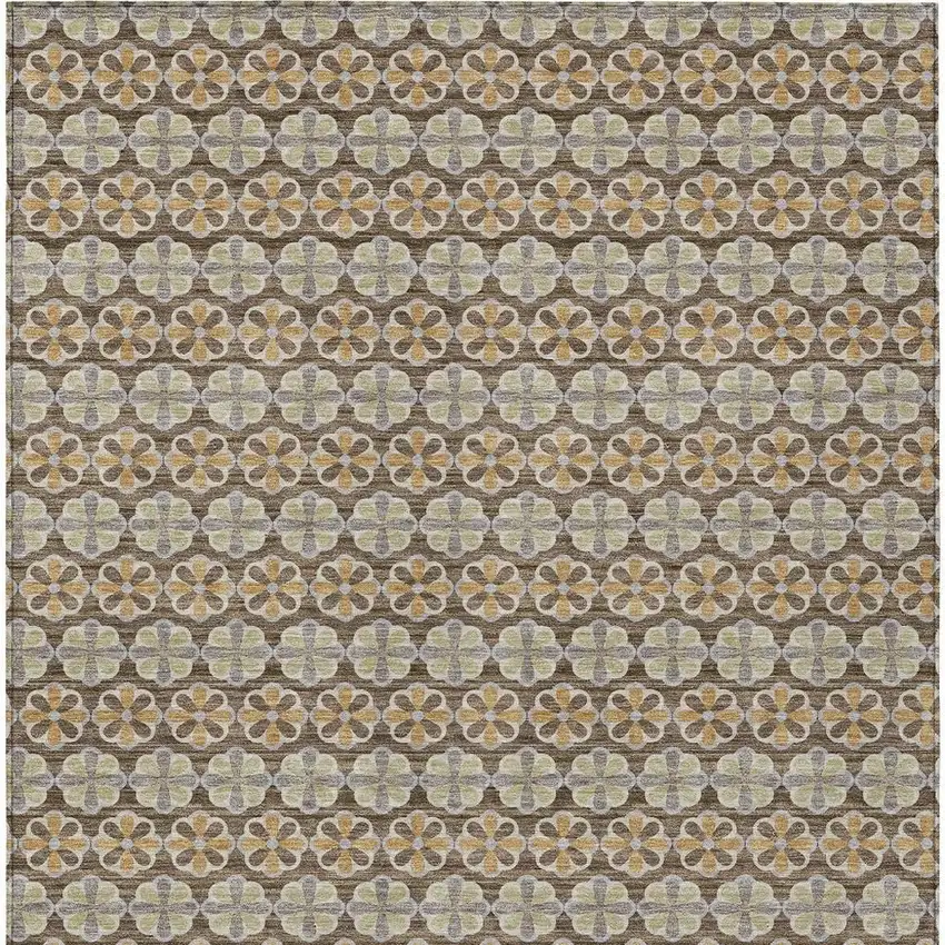 Chocolate And Purple Striped Washable Indoor Outdoor Area Rug Photo 6