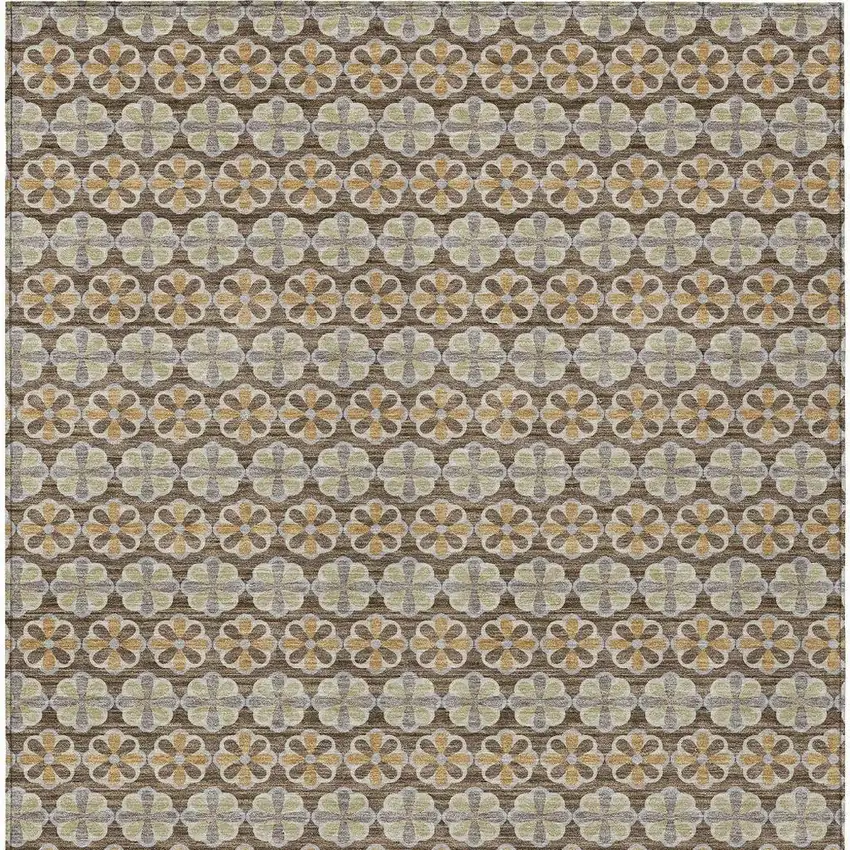 Chocolate And Purple Striped Washable Indoor Outdoor Area Rug Photo 4