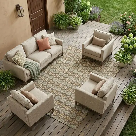 Chocolate And Purple Striped Washable Indoor Outdoor Area Rug Photo 1