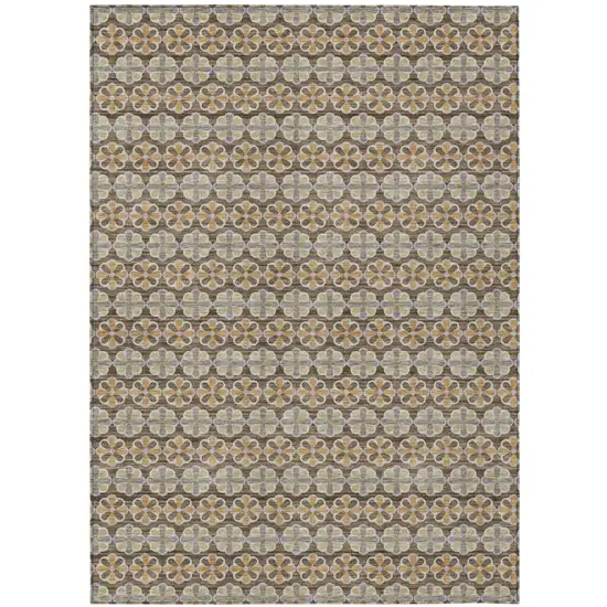 Chocolate And Purple Striped Washable Indoor Outdoor Area Rug Photo 2