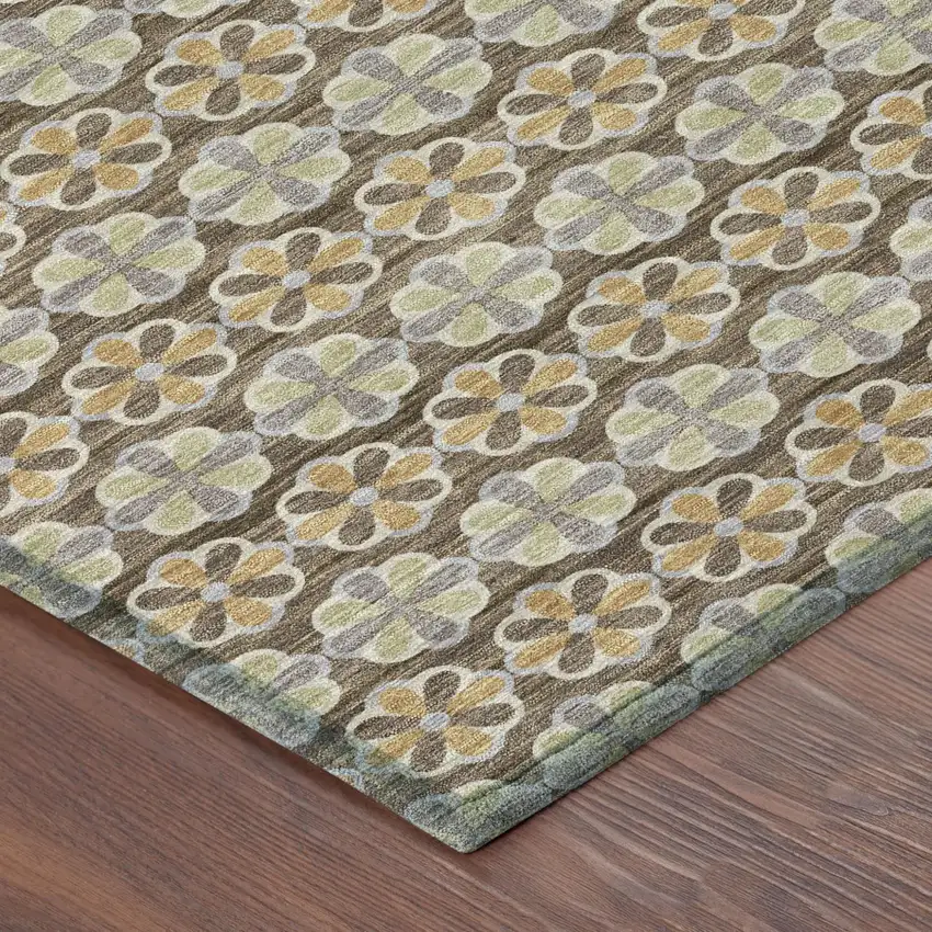 Chocolate And Purple Striped Washable Indoor Outdoor Area Rug Photo 6