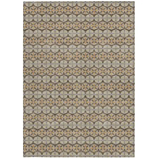 Chocolate And Purple Striped Washable Indoor Outdoor Area Rug Photo 3